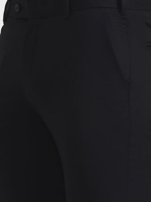 Black Solid Slim Fit Formal Trouser | JadeBlue Super Luxe
