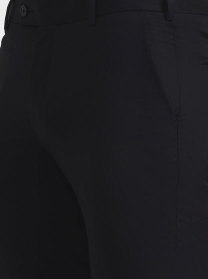 Black Solid Slim Fit Formal Trouser | JadeBlue Super Luxe