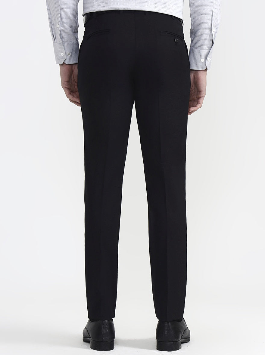 Black Solid Slim Fit Formal Trouser | JadeBlue Super Luxe