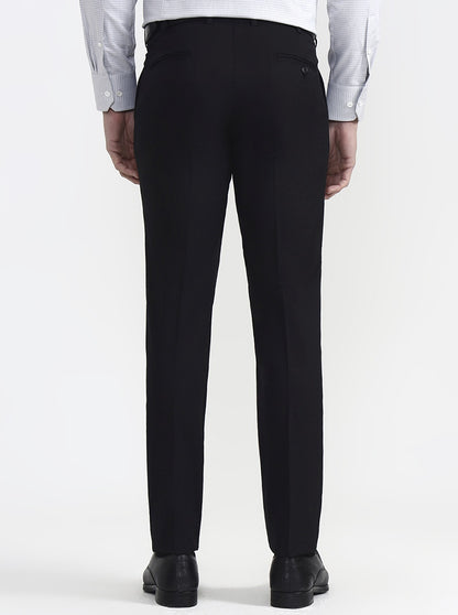 Black Solid Slim Fit Formal Trouser | JadeBlue Super Luxe