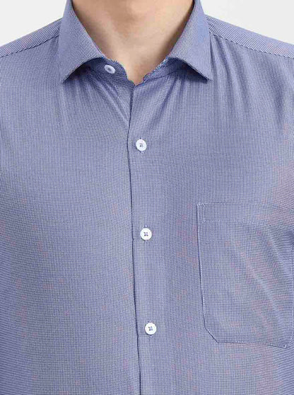 Blue Solid Slim Fit Formal Shirt | Greenfibre
