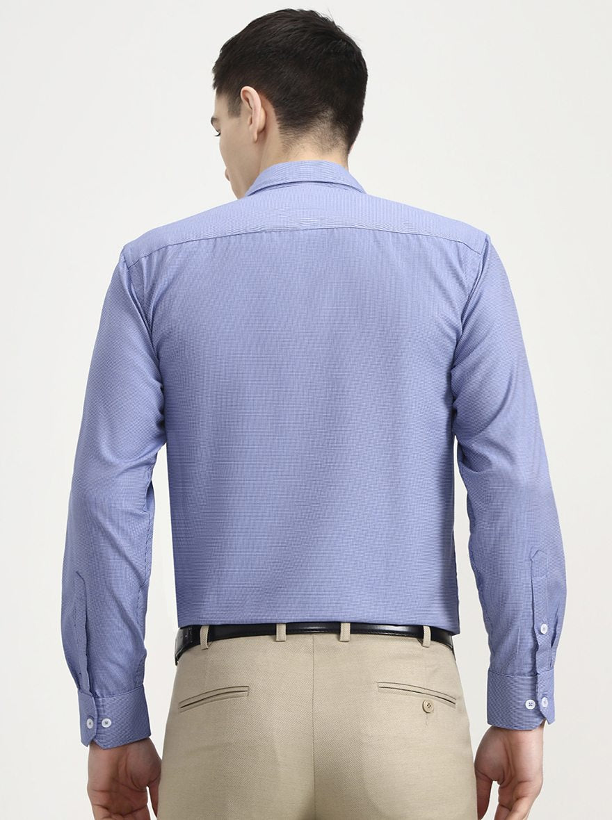 Blue Solid Slim Fit Formal Shirt | Greenfibre