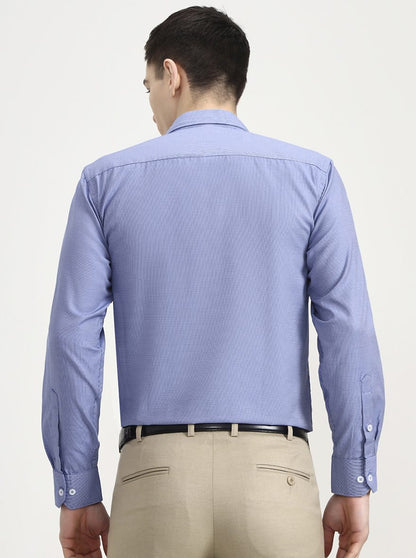 Blue Solid Slim Fit Formal Shirt | Greenfibre