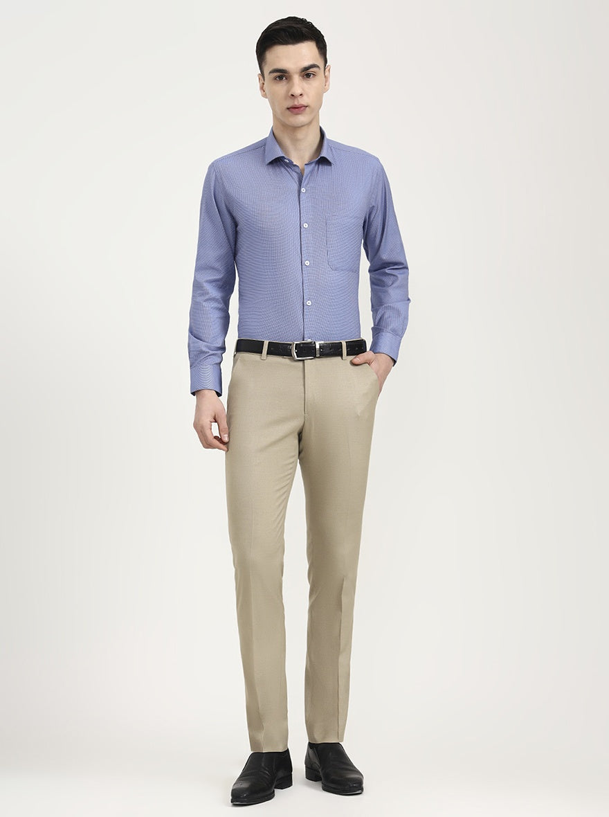Blue Solid Slim Fit Formal Shirt | Greenfibre