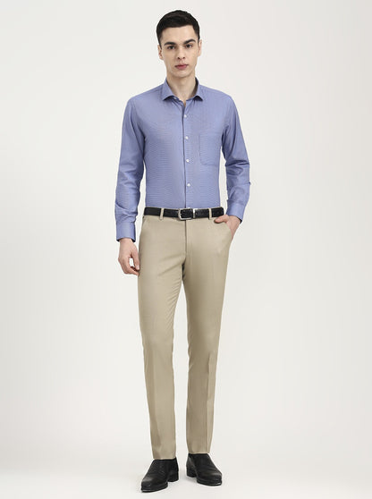Blue Solid Slim Fit Formal Shirt | Greenfibre