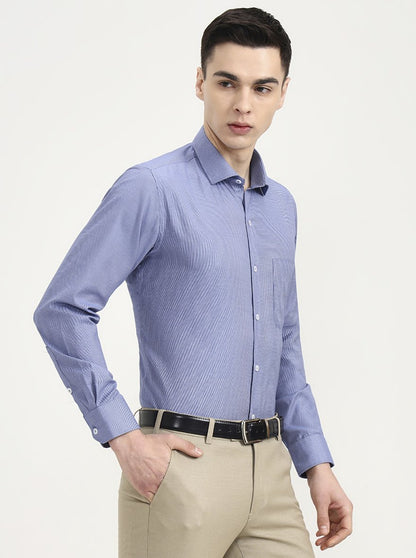 Blue Solid Slim Fit Formal Shirt | Greenfibre