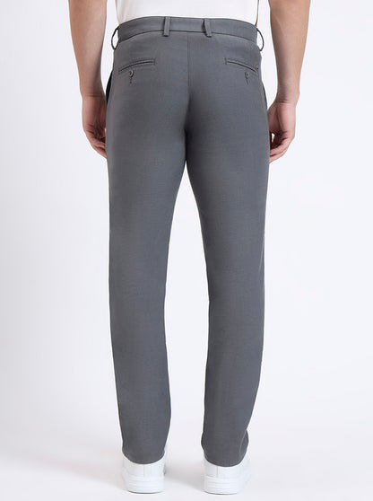Grey Solid Uno Fit Casual Trouser | Jade Blue