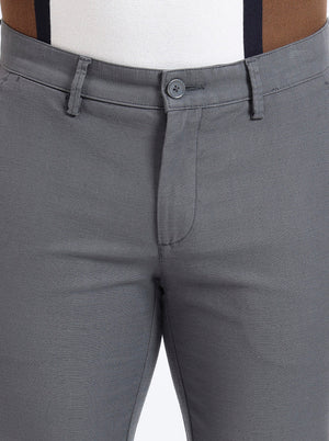 Grey Solid Uno Fit Casual Trouser | Jade Blue