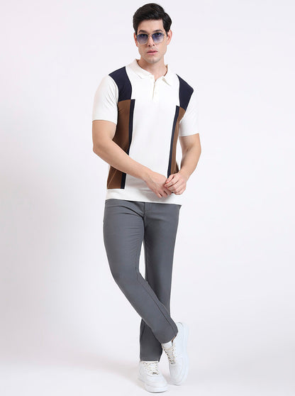 Grey Solid Uno Fit Casual Trouser | Jade Blue