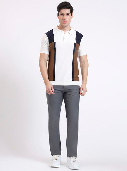 Grey Solid Uno Fit Casual Trouser | Jade Blue