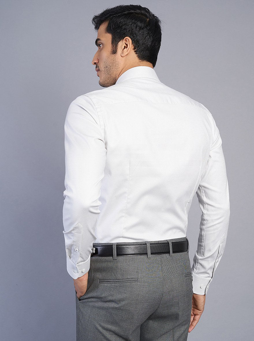 Light Grey Solid Slim Fit Formal Shirt | JadeBlue Youth