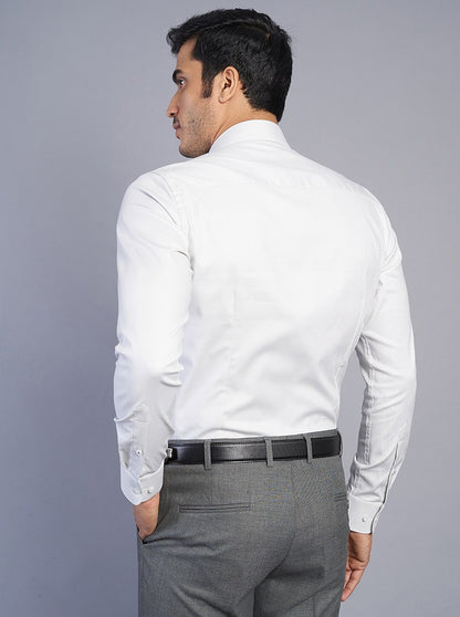 Light Grey Solid Slim Fit Formal Shirt | JadeBlue Youth