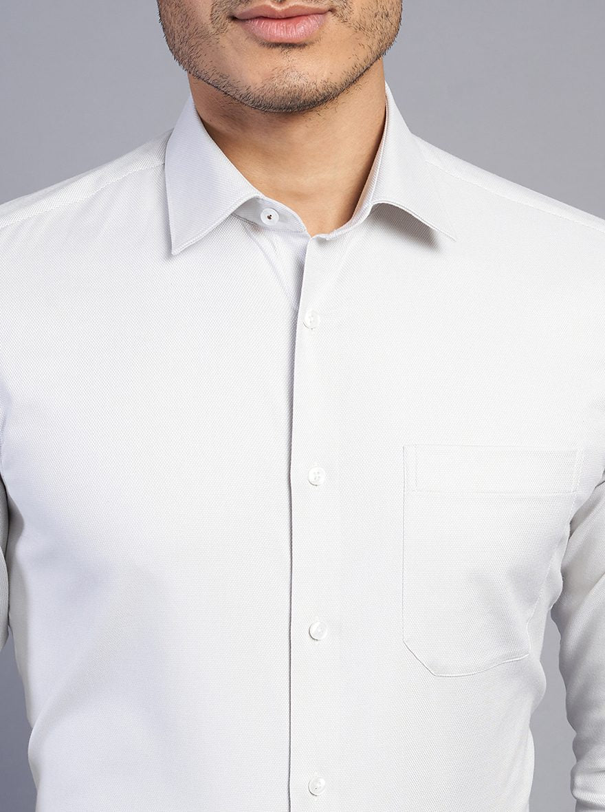 Light Grey Solid Slim Fit Formal Shirt | JadeBlue Youth