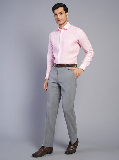 Pink Striped Regular Fit Formal Shirt | JadeBlue
