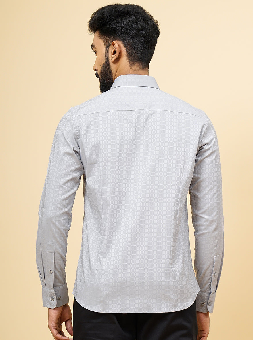 Light Grey Dobby Slim Fit Formal Shirt | JadeBlue Youth