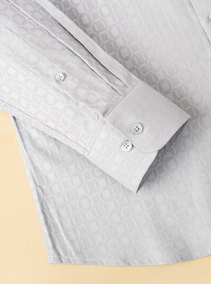 Light Grey Dobby Slim Fit Formal Shirt | JadeBlue Youth