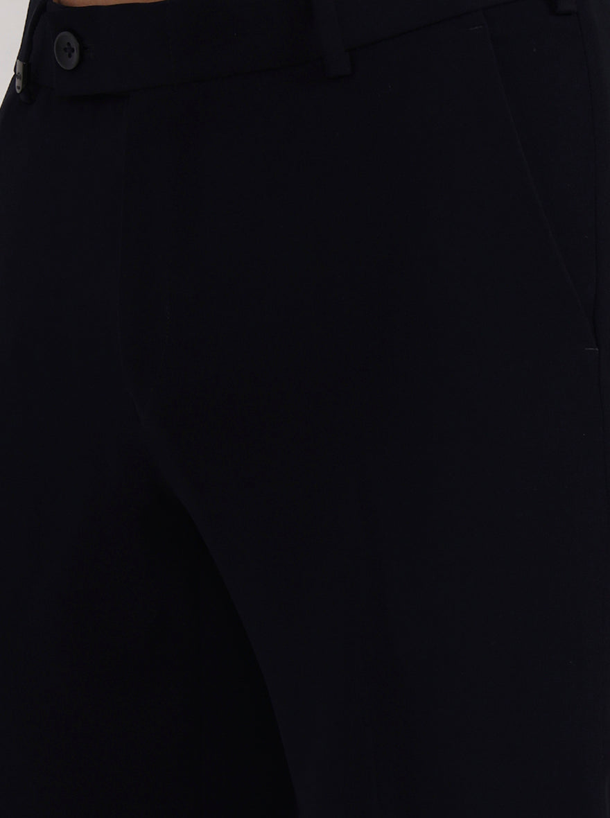 Navy Blue Solid Slim Fit Formal Trouser | Wyre