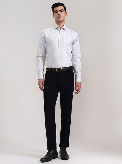 Navy Blue Solid Slim Fit Formal Trouser | Wyre
