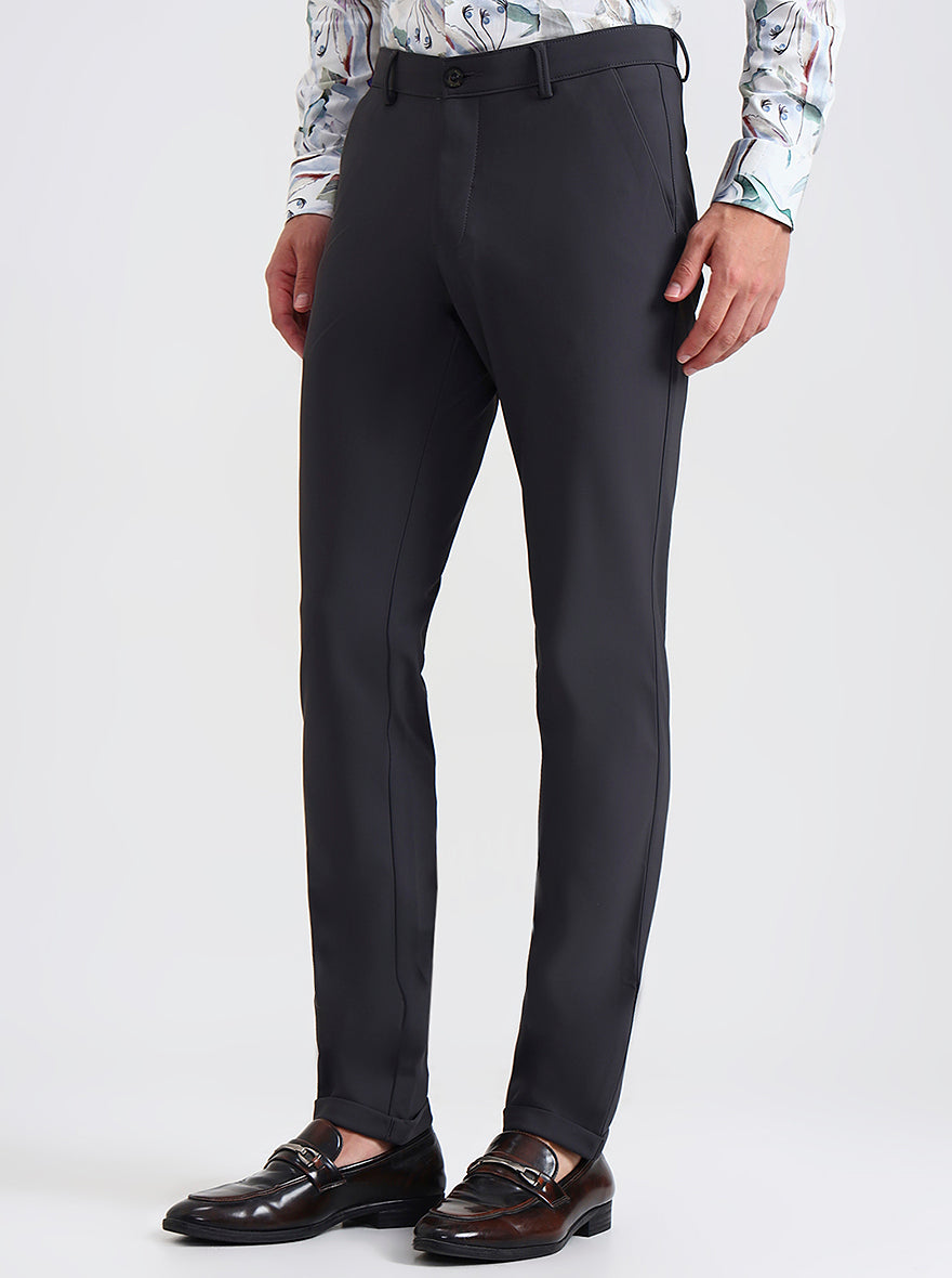 Grey Printed Slim Fit Club Wear Trouser | Wyre