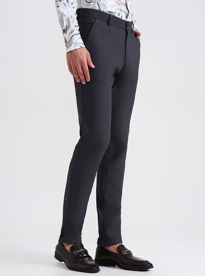 Grey Printed Slim Fit Club Wear Trouser | Wyre
