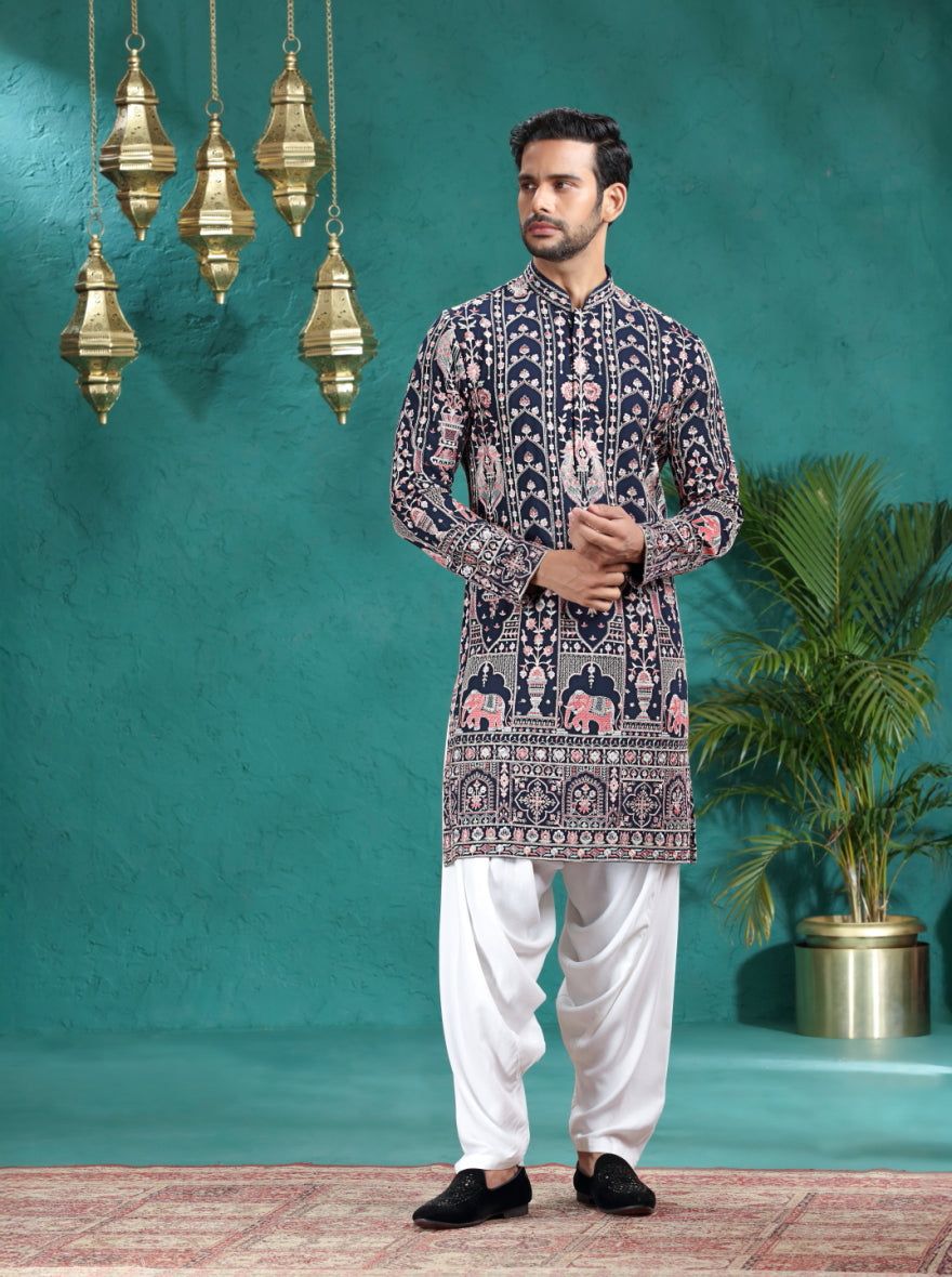 Black Embroidered Kurta Pajama | TULA