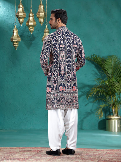Black Embroidered Kurta Pajama | TULA