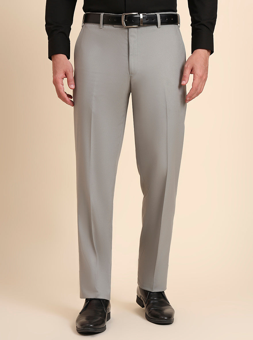 Pista Grey Solid Regular Fit Formal Trouser | JadeBlue
