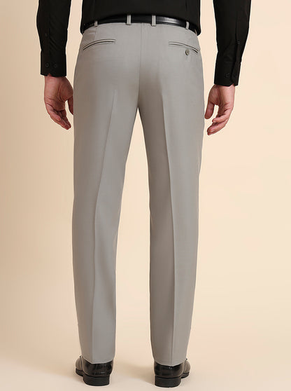 Pista Grey Solid Regular Fit Formal Trouser | JadeBlue