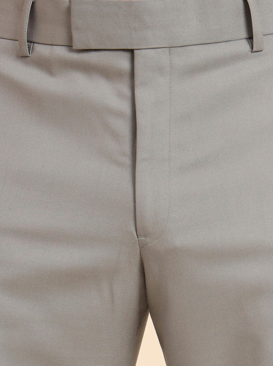 Pista Grey Solid Regular Fit Formal Trouser | JadeBlue