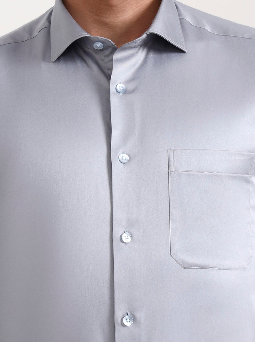 Grey Solid Slim Fit Formal Shirt | Metal