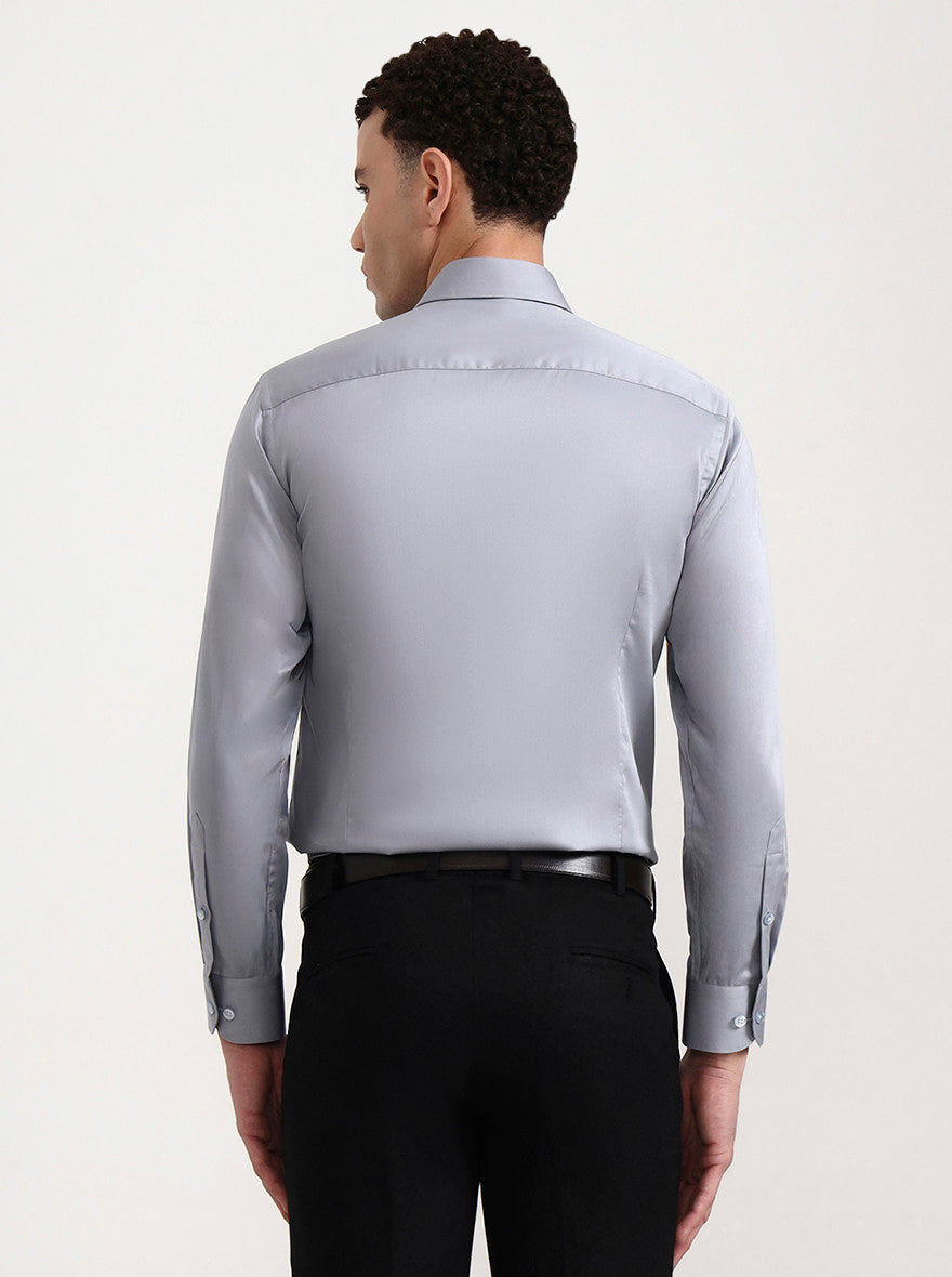 Grey Solid Slim Fit Formal Shirt | Metal