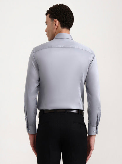 Grey Solid Slim Fit Formal Shirt | Metal