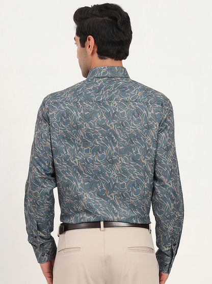 Green Printed Slim Fit Party Wear Shirt | Greenfibre