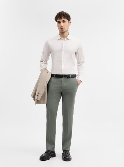 Dark Khaki Solid Slim Fit Formal Trouser | Wyre