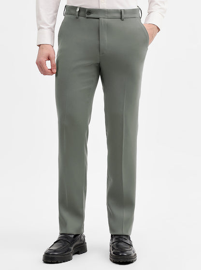 Dark Khaki Solid Slim Fit Formal Trouser | Wyre