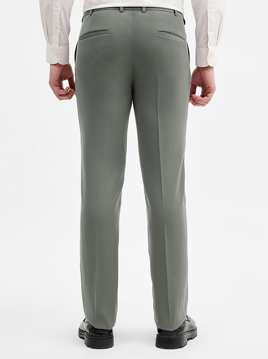 Dark Khaki Solid Slim Fit Formal Trouser | Wyre
