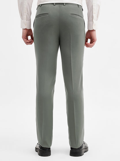 Dark Khaki Solid Slim Fit Formal Trouser | Wyre