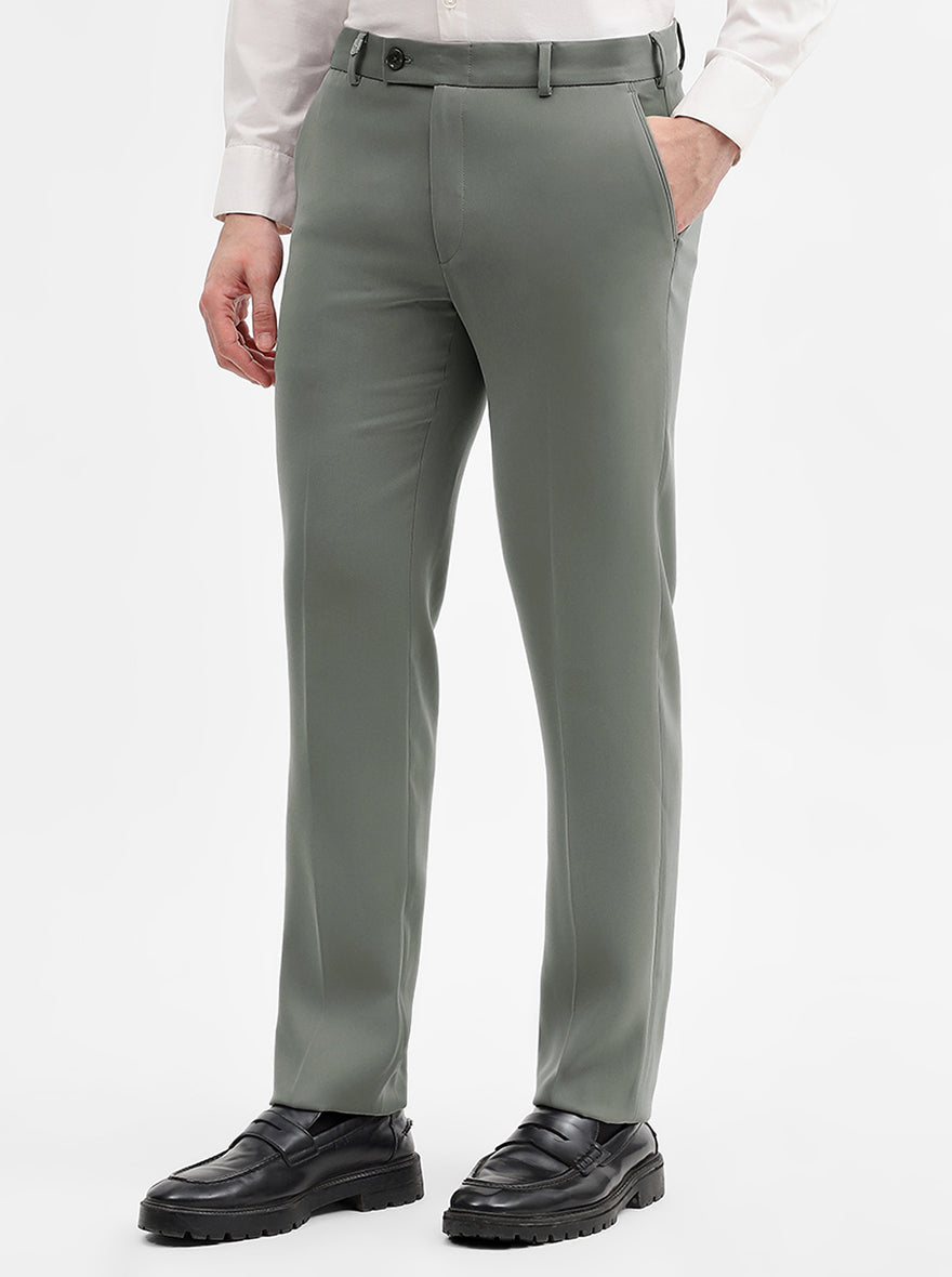 Dark Khaki Solid Slim Fit Formal Trouser | Wyre