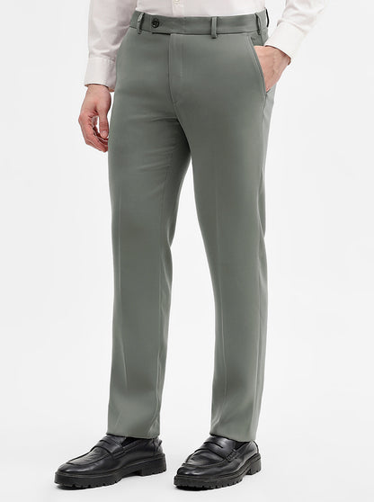 Dark Khaki Solid Slim Fit Formal Trouser | Wyre
