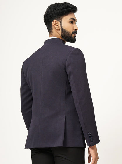 Navy Blue Solid Slim Fit Blazer | JB Studio