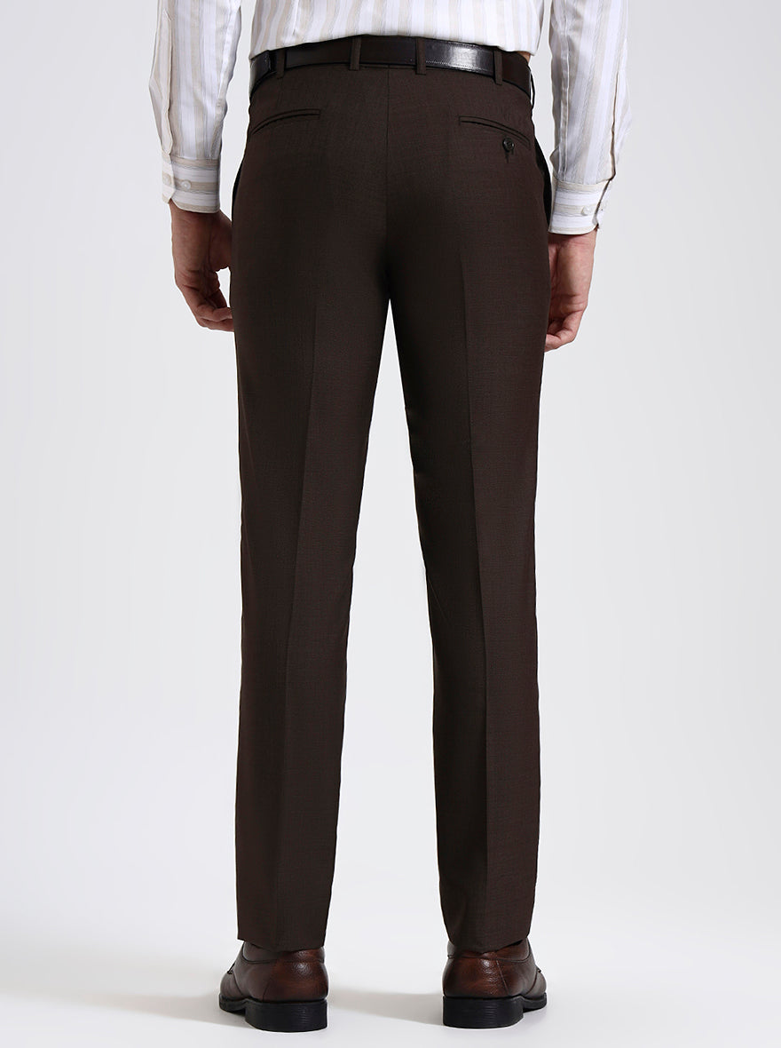 Brown Solid Slim Fit Formal Trouser | JadeBlue Super Luxe