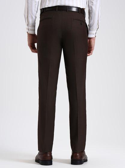 Brown Solid Slim Fit Formal Trouser | JadeBlue Super Luxe
