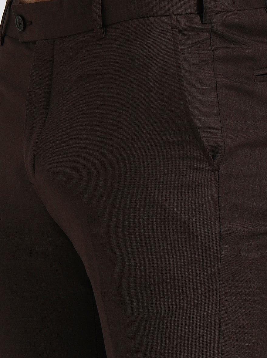 Brown Solid Slim Fit Formal Trouser | JadeBlue Super Luxe