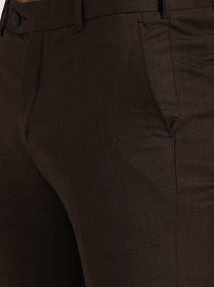 Brown Solid Slim Fit Formal Trouser | JadeBlue Super Luxe