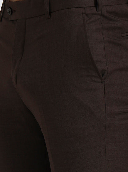 Brown Solid Slim Fit Formal Trouser | JadeBlue Super Luxe