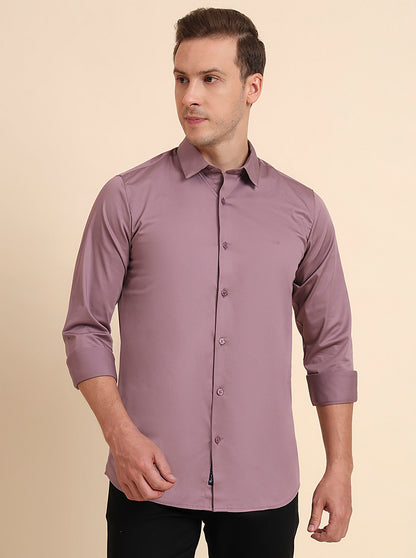Violet Solid Slim Fit Casual Shirt | JadeBlue
