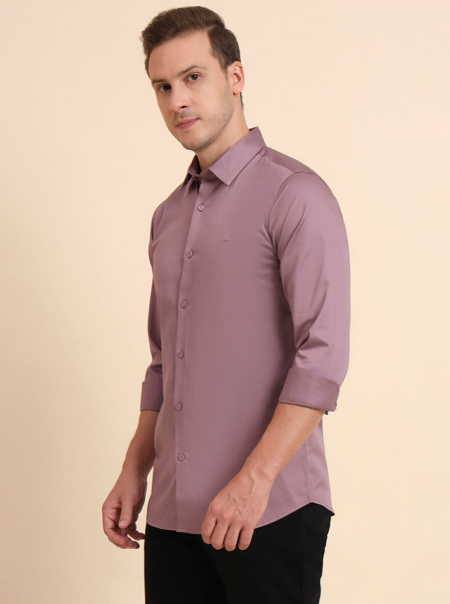 Violet Solid Slim Fit Casual Shirt | JadeBlue