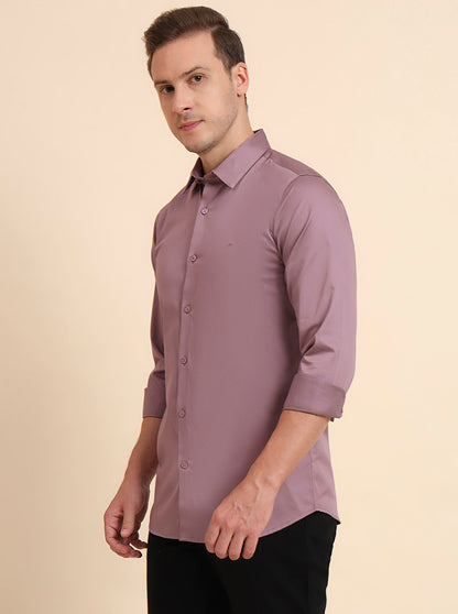 Violet Solid Slim Fit Casual Shirt | JadeBlue