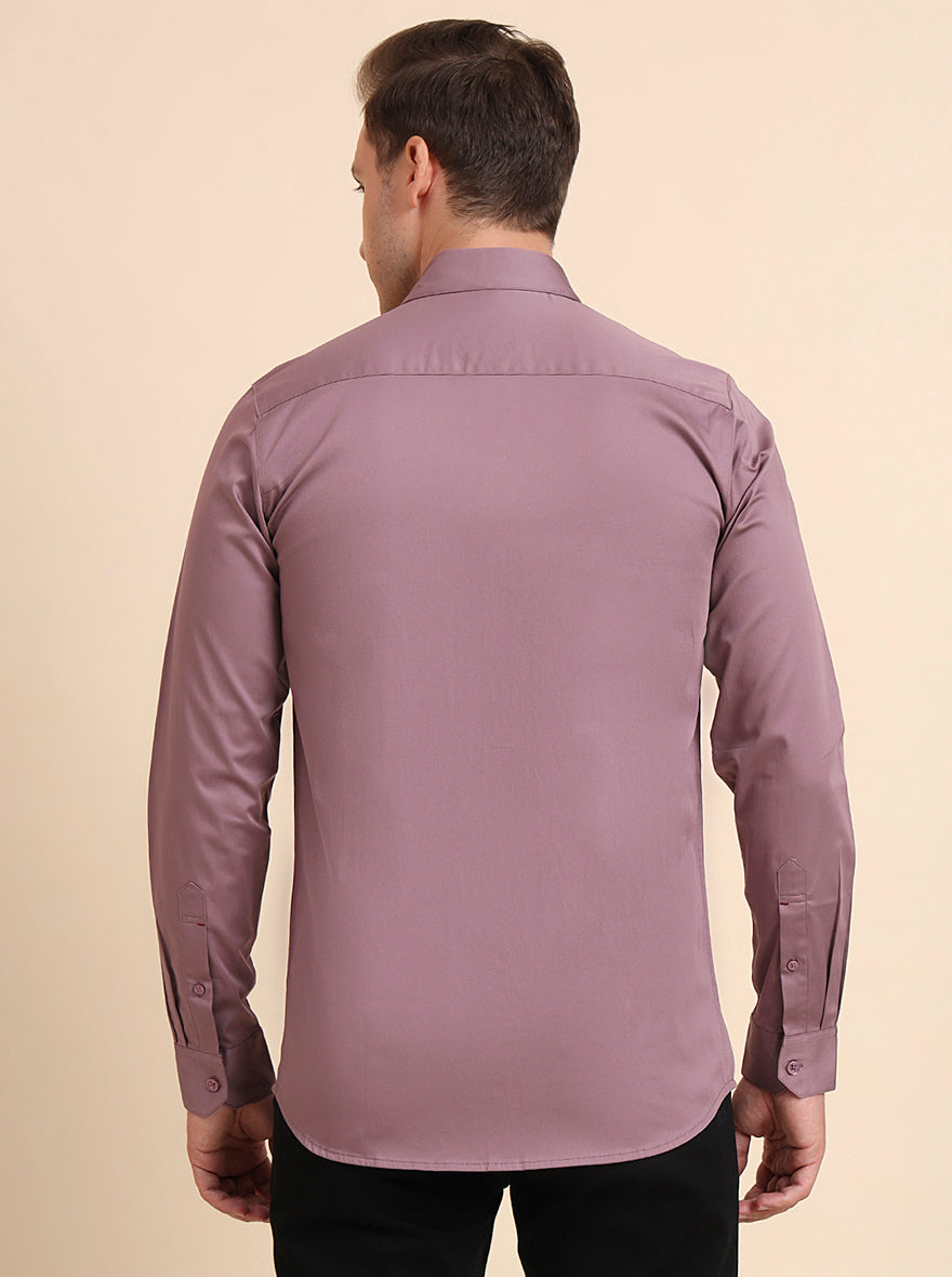 Violet Solid Slim Fit Casual Shirt | JadeBlue