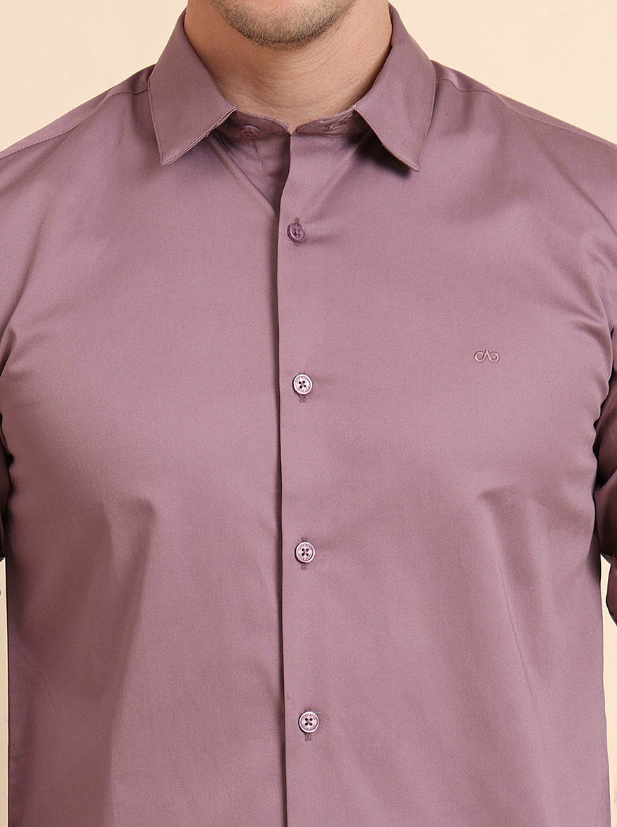 Violet Solid Slim Fit Casual Shirt | JadeBlue
